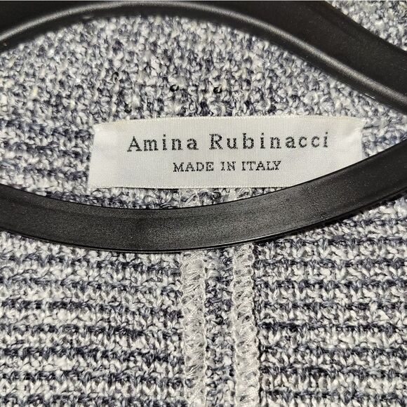 Amina Rubinacci Knit Sequin Button Blazer Jacket Size 48   Linen Blend Beautiful - Picture 3 of 8